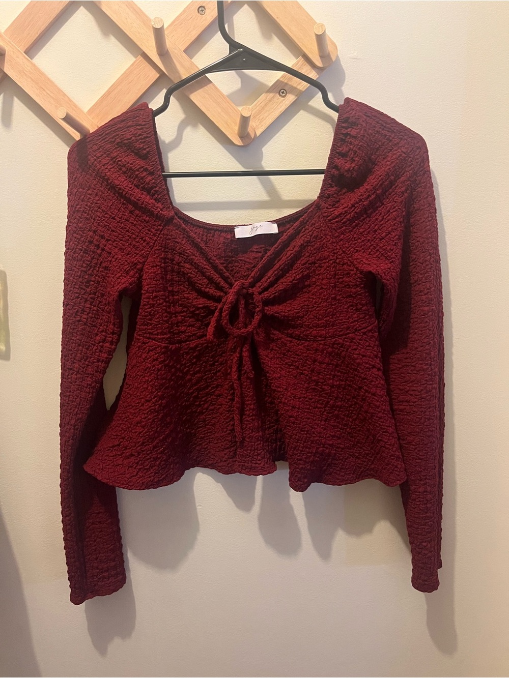 Red cropped babydoll top